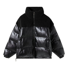 Load image into Gallery viewer, Sicilian men&#39;s winter new thick cotton-padded jacket contrast stitching leather jacket men&#39;s loose trend handsome stand-up collar jacket
