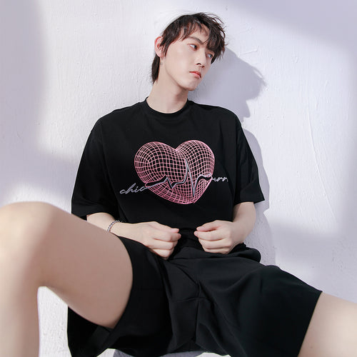 Sicilian men's short-sleeved t-shirt men's 2021 new summer loose men's love printing casual t-shirt