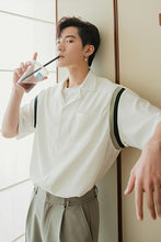 Load image into Gallery viewer, Sicilian men&#39;s ice silk short-sleeved white shirt male Korean version of the trend loose men&#39;s summer white design shirt
