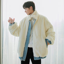 Load image into Gallery viewer, Sicilian men&#39;s winter new men&#39;s rabbit velvet thick denim jacket with warm and handsome stand-up collar jacket on both sides
