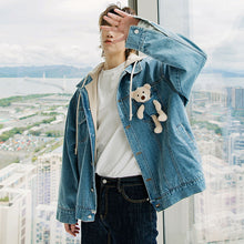Load image into Gallery viewer, Sicilian men&#39;s spring and autumn vacation two-piece men&#39;s jacket Korean version of the trend cute bear doll loose denim jacket
