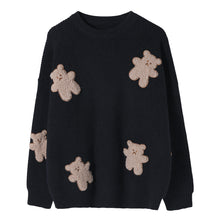 Load image into Gallery viewer, Sicilian men&#39;s black round neck sweater men&#39;s autumn long-sleeved loose lazy bear jacquard sweater pullover
