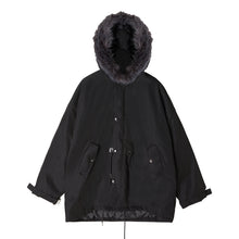 Load image into Gallery viewer, Sicilian men&#39;s Korean version of the trend of hooded fur collar padded jacket men&#39;s loose winter thick black padded jacket men
