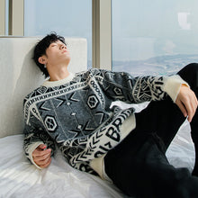Load image into Gallery viewer, Sicilian men&#39;s winter new round neck sweater contrast jacquard retro style loose trend pullover sweater men
