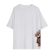 Load image into Gallery viewer, Sicilian men&#39;s round neck short-sleeved t-shirt men&#39;s trendy brand loose white casual shirt cartoon bear print compassionate
