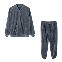 Load image into Gallery viewer, Sicilian men&#39;s baseball uniform jacket loose velvet trousers sports suit men&#39;s autumn casual wear two-piece suit
