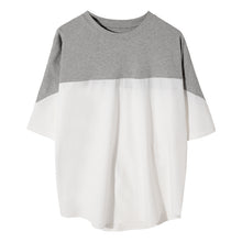 Load image into Gallery viewer, Sicilian men&#39;s summer Hong Kong style short-sleeved men&#39;s tide brand trend men&#39;s loose five-point sleeve design sense stitching t-shirt
