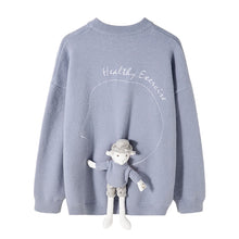 Load image into Gallery viewer, Sicilian Men&#39;s Fall/Winter Round Neck Sweater Letter Embroidery Back Accessories Cute Lamb Pullover Sweater Men

