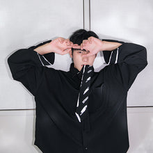 Load image into Gallery viewer, Sicilian men&#39;s shirt tie cuffs reflective handsome loose fashion shirt male Korean trend
