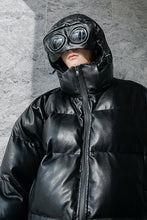 Load image into Gallery viewer, Sicilian men&#39;s leather coat thick stand-up collar cotton coat loose handsome bread coat men&#39;s hooded jacket

