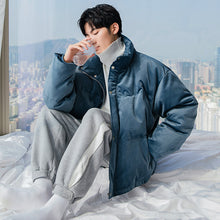 Load image into Gallery viewer, Sicilian men&#39;s and men&#39;s winter new stand-up collar cotton-padded clothes trend velvet bread clothes solid color warm thick coat
