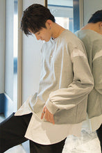 Load image into Gallery viewer, Sicilian men&#39;s autumn loose-fitting men&#39;s jacket Korean style stitching fake two-piece round neck sweater men&#39;s trend
