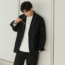 Load image into Gallery viewer, Sicilian men&#39;s autumn casual suit jacket male Korean style trend British style loose men&#39;s black suit
