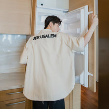 Load image into Gallery viewer, Sicilian men&#39;s thin canvas short-sleeved shirt men&#39;s Korean version of the trend loose boys half-sleeved printed shirt

