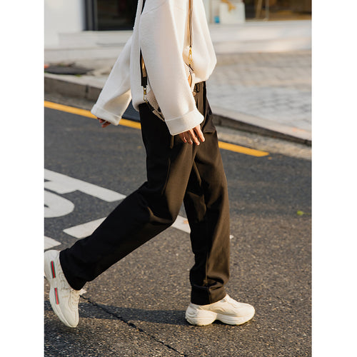 Sicilian men's autumn men's casual pants men's Korean version of the trend loose straight mopping pants black trousers