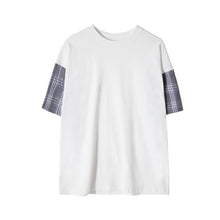 Load image into Gallery viewer, Sicilian men&#39;s spring Harajuku style short-sleeved men&#39;s tide brand trend loose five-point sleeves with white stitching t-shirt
