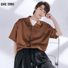 Load image into Gallery viewer, Sicilian men&#39;s 2021 new letter embroidery loose casual short-sleeved shirt men&#39;s summer solid color half-sleeved shirt
