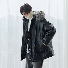 Load image into Gallery viewer, 【Take a 40% off straight down】Men&#39;s fur collar hooded leather jacket Korean style trend loose handsome youth jacket 4485311164524 4485311164525 4485311164526
