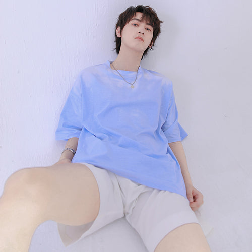 Sicilian men's ins trend short-sleeved t-shirt men's summer thin loose men's color-changing creative printing T-shirt