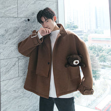 Load image into Gallery viewer, Sicilian Men&#39;s Youth Pure Color Short Woolen Back Bear Loose Casual Men&#39;s Jacket
