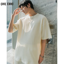 Load image into Gallery viewer, Sicilian men&#39;s men&#39;s casual suit summer thin loose striped short-sleeved trousers knitted handsome two-piece suit
