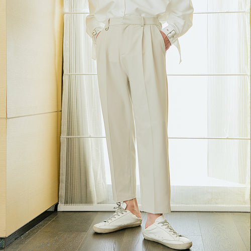 Sicilian men's spring new drape trousers men's straight loose ins ruffian handsome tapered casual nine-point pants