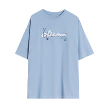 Load image into Gallery viewer, Sicilian men&#39;s summer new flocking letter embroidery T-shirt men&#39;s short-sleeved simple and loose student base shirt
