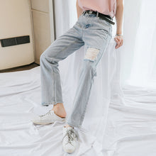 Load image into Gallery viewer, Sicilian men&#39;s light-colored ripped jeans men&#39;s summer thin slim-fit men&#39;s loose straight casual long pants
