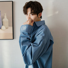 Load image into Gallery viewer, Sicilian men&#39;s autumn thin long-sleeved shirt men&#39;s Korean version of the trend handsome loose men&#39;s blue shirt jacket
