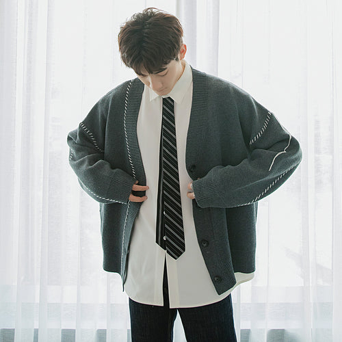 Sicilian Men's Autumn Topline Jacket Men's Korean Style Trendy Handsome Loose Men's College Wind Cardigan