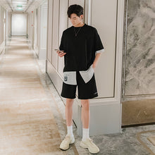 Load image into Gallery viewer, Sicilian men&#39;s clothing Hong Kong style half-sleeved men&#39;s tide brand trend loose men&#39;s stitching fake two black short-sleeved t-shirts
