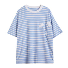 Load image into Gallery viewer, Sicilian men&#39;s short-sleeved t-shirt men&#39;s summer thin casual fashion brand super fire men&#39;s loose embroidered striped compassionate shirt
