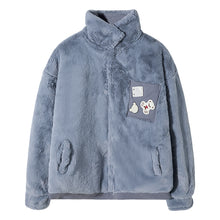 Load image into Gallery viewer, Sicilian men&#39;s winter new rabbit fleece lapel jacket cartoon embroidery thick warm loose casual cotton-padded jacket men
