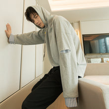 Load image into Gallery viewer, Sicilian men&#39;s spring Korean men&#39;s shirt loose lazy style stitching fake two-piece hooded sweater men&#39;s trend
