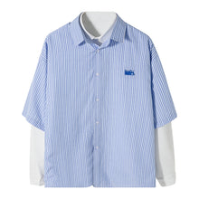 Load image into Gallery viewer, Sicilian men&#39;s spring new vertical stripes double-sided long-sleeved shirt loose casual small fresh men&#39;s shirt
