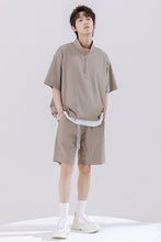Load image into Gallery viewer, Sicilian men&#39;s casual suit men&#39;s summer thin section stand-up collar polo shirt top loose casual shorts two-piece suit
