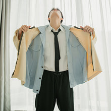 Load image into Gallery viewer, Sicilian men&#39;s autumn Harajuku style stitching fake two-piece jacket male Korean style trend loose boys thin jacket
