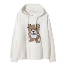 Load image into Gallery viewer, Sicilian men&#39;s autumn Korean style tops for boys loose casual embroidery white bear hooded sweater men&#39;s trend
