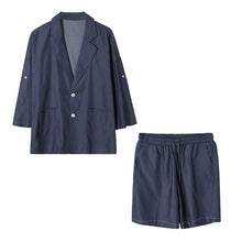 Load image into Gallery viewer, Sicilian men&#39;s summer thin suit jacket shorts two-piece suit men&#39;s loose casual suit suit men
