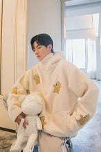 Load image into Gallery viewer, Sicilian men&#39;s winter new thick lamb wool hooded sweater fun flocking bear loose warm top
