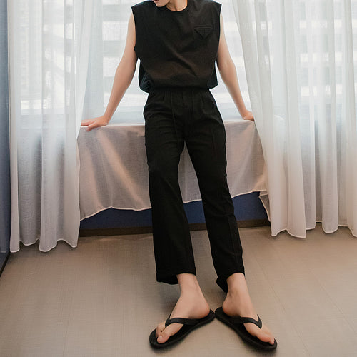 Sicilian men's spring men's casual pants men's Korean version of the trend of black wide-legged loose straight-leg pants