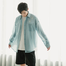 Load image into Gallery viewer, 【Limited Time Special】Ice silk shirt men&#39;s Korean style trend loose embroidered shirt men&#39;s summer ultra-thin sun protection shirt

