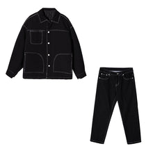 Load image into Gallery viewer, Sicilian men&#39;s thick coat straight casual pants two-piece Korean style trendy men&#39;s loose suit
