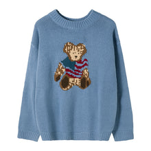 Load image into Gallery viewer, Sicilian men&#39;s bear jacquard long-sleeved sweater student pullover round neck sweater men&#39;s autumn jacket
