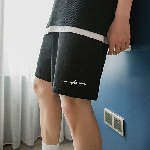 【Limited Time Special】Embroidered five-point pants men's Korean style trend loose straight men's black casual shorts