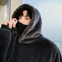 Load image into Gallery viewer, Sicilian men&#39;s winter new rabbit fur hooded sweater back design sense wings loose thick warm top
