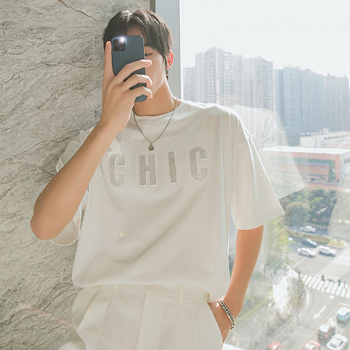 Sicilian men's short-sleeved t-shirt men's summer thin loose ins tide brand men's casual letter printed t-shirt