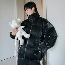 Load image into Gallery viewer, Sicilian Men&#39;s Winter New Stand Collar Cotton Flocking Biscuit Bear Cotton Jacket Korean Leather Jacket Loose Men&#39;s Jacket

