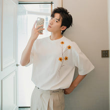 Load image into Gallery viewer, Sicilian men&#39;s summer half-sleeved men&#39;s tide brand trend loose men&#39;s design embroidery white short-sleeved t-shirt
