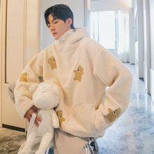 Load image into Gallery viewer, Sicilian men&#39;s winter new thick lamb wool hooded sweater fun flocking bear loose warm top
